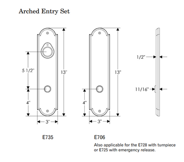 Rocky Mountain Arched Entry Set 3″ x 13″ (5 1/2″ C-C)